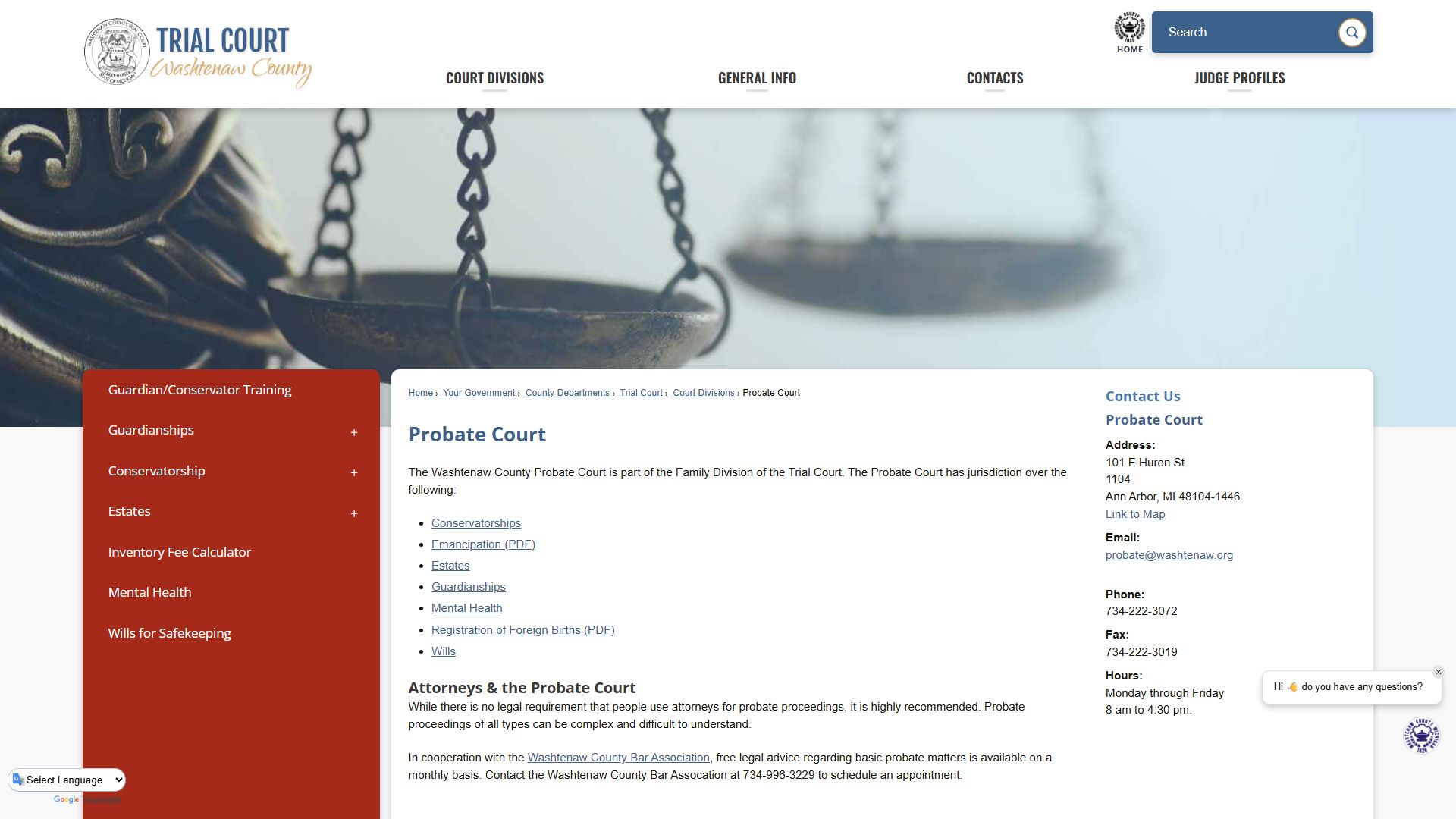 Washtenaw County Probate Court for Ann Arbor probate court records