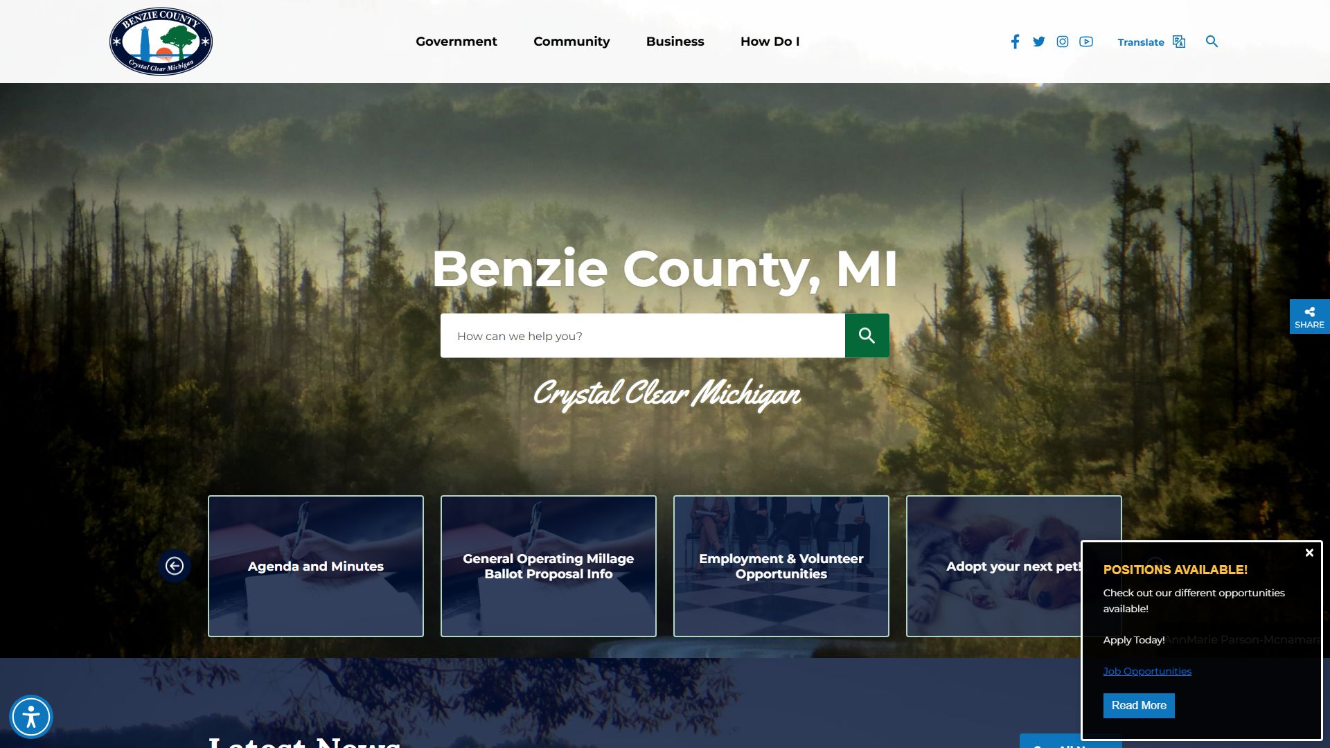 Benzie County probate court records and county services