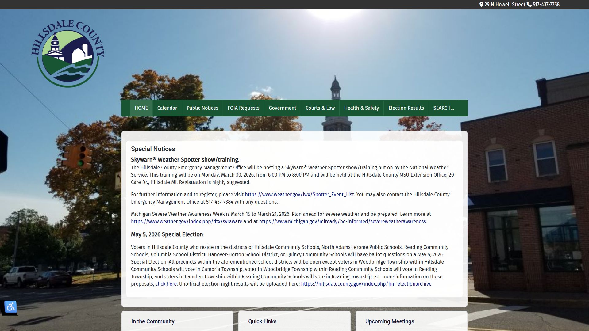 Hillsdale County website for probate court records
