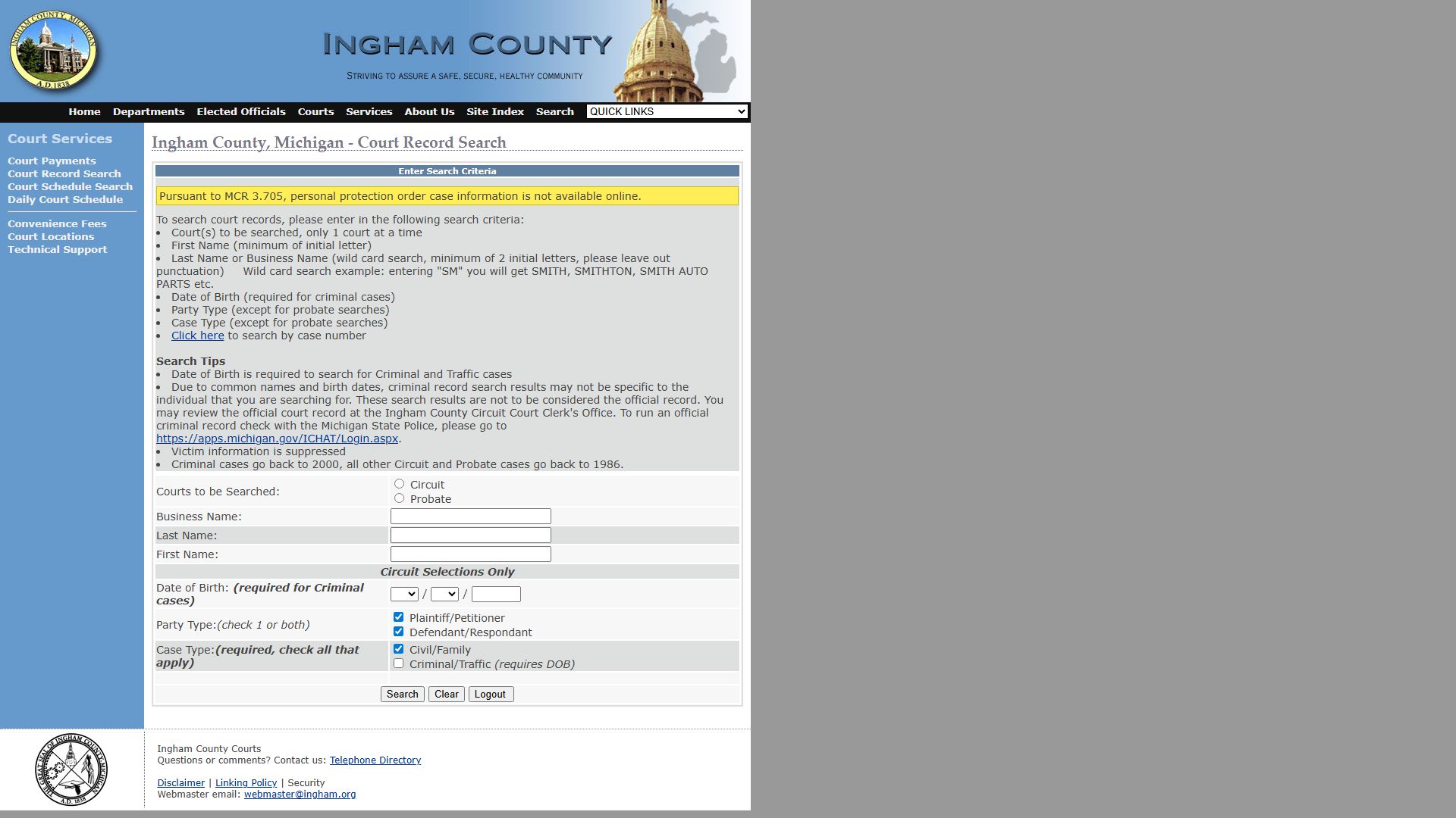 Ingham County case search portal for probate court records