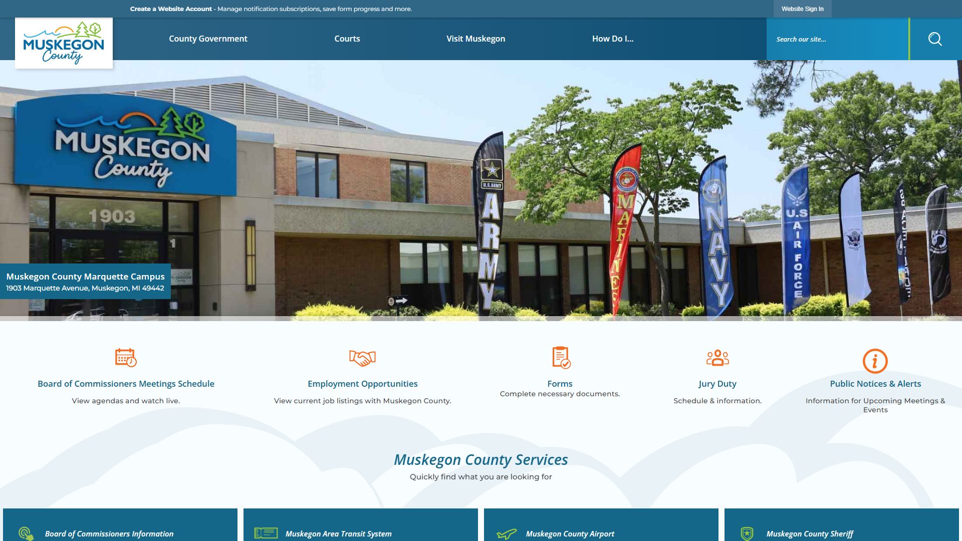 Muskegon County website with probate court information and resources