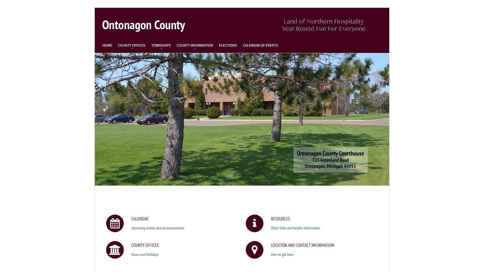 Ontonagon County website with probate court contact information